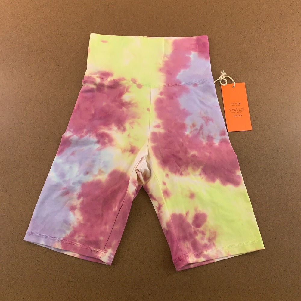 La Detresse Women's Size XS Multicolor Tie-Dye High-Waist Bike Shorts NWT